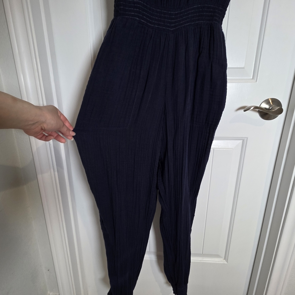 NWOT Michael Stars Cotton Gauze Dark Blue Sleeveless Jumpsuit Medium - Picture 4 of 7